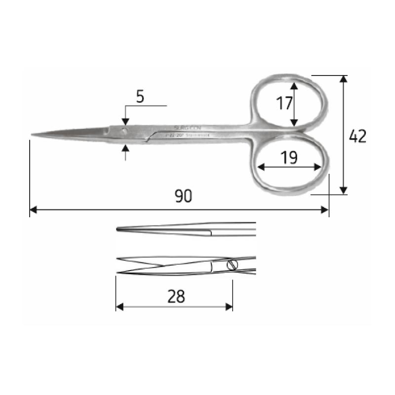 Ножиці J-22-207 операційні Iris-Fine, 9 cм, гострий/гострий, прямі